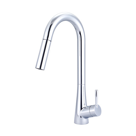 OLYMPIA FAUCETS Single Handle Pull-Down Kitchen Faucet, Compression Hose, Chrome, Weight: 6.1 K-5025